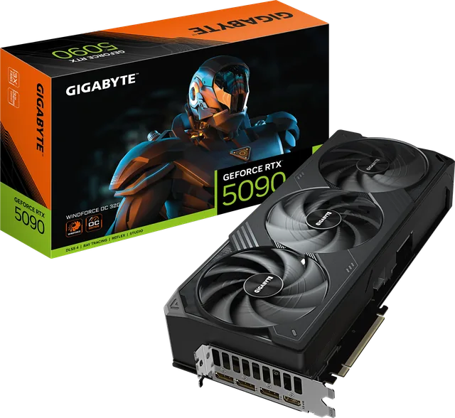 GIGABYTE GeForce RTX 5090 WINDFORCE OC 32G — illustration officielle GIGABYTE